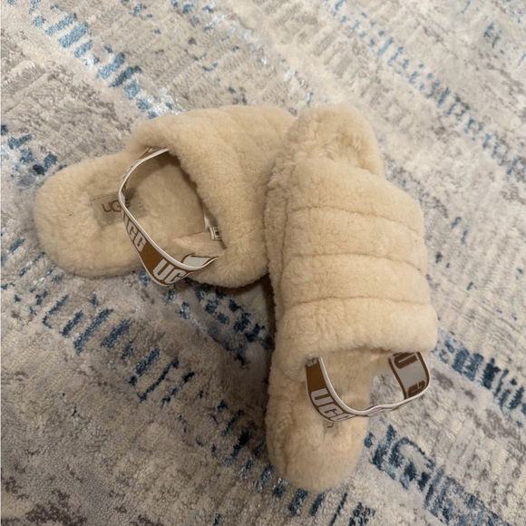 UGG Cream Fluffy Slides - Picture 3 of 4